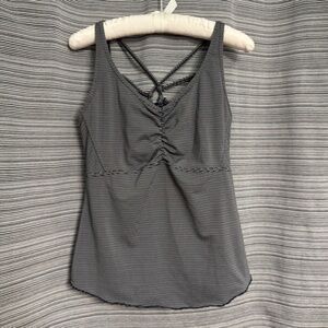 Prana Yoga/Sport Bra with Prosthetic Pocket Black/white Pinstripe Size XL